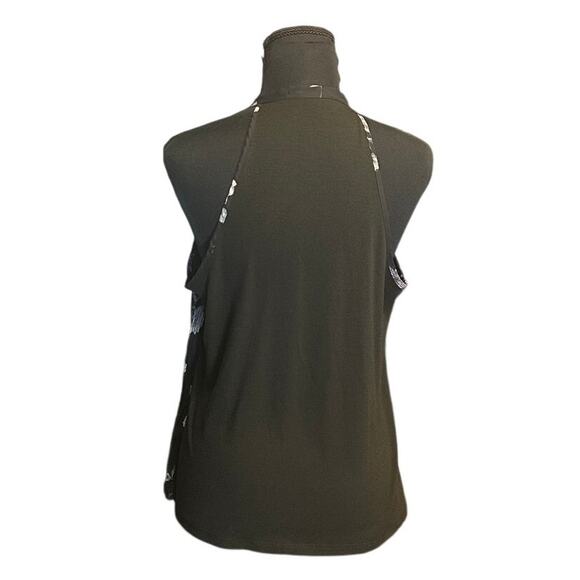 Maurices Dark Floral Print Pleated Front Tie Front Halter Top Size M - Picture 3 of 8